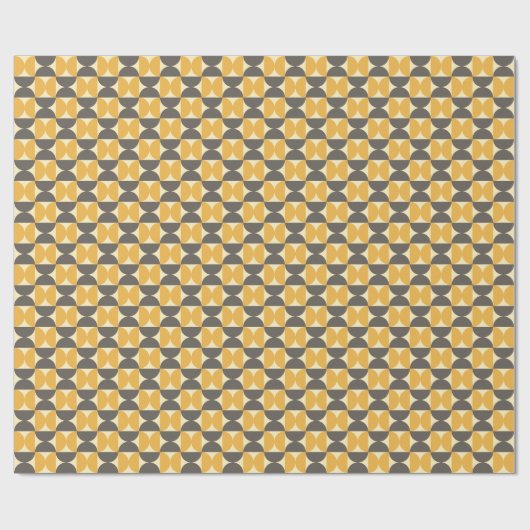 Mid-Century Modern Brown & Gold Pattern Cadeaupapier (Vlak)