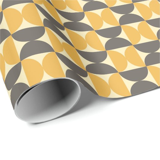 Mid-Century Modern Brown & Gold Pattern Cadeaupapier (Rol Hoek)