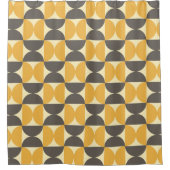 Mid-Century Modern Brown & Gold Pattern Douchegordijn (Voorkant)