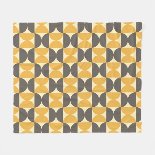 Mid-Century Modern Brown & Gold Pattern Fleece Deken (Voorkant (Horizontaal))