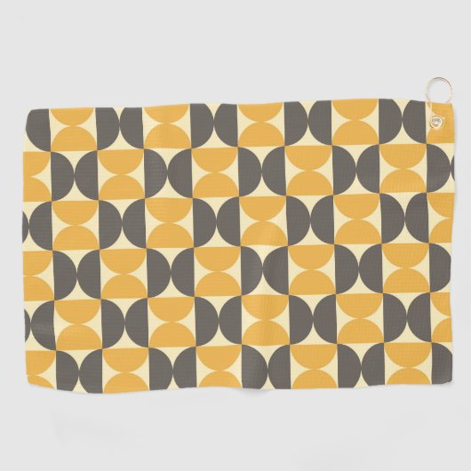 Mid-Century Modern Brown & Gold Pattern Golfhanddoek (Horizontaal)