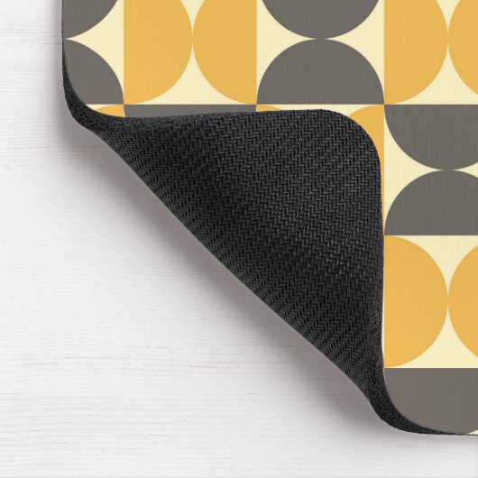 Mid-Century Modern Brown & Gold Pattern Muismat (Hoek)