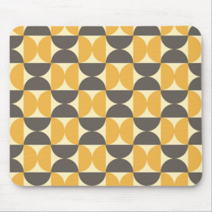 Mid-Century Modern Brown & Gold Pattern Muismat