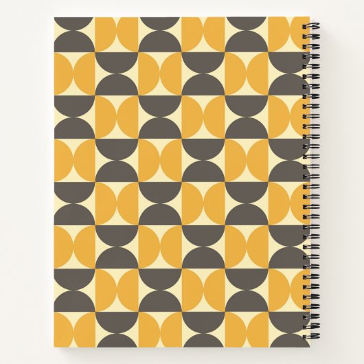 Mid-Century Modern Brown & Gold Pattern Notitieboek (Achterkant)