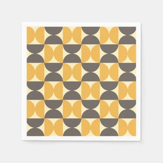 Mid-Century Modern Brown & Gold Pattern Servet (Voorkant)