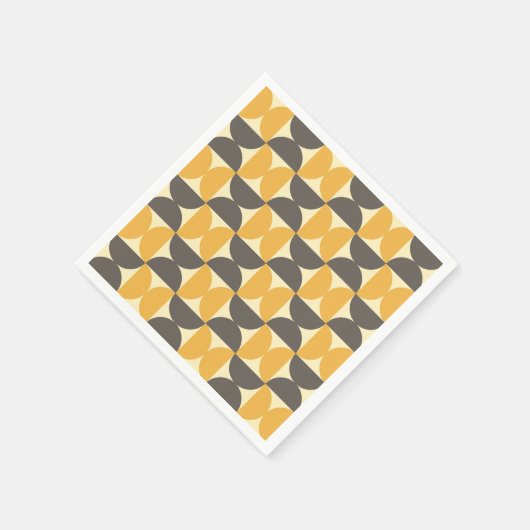 Mid-Century Modern Brown & Gold Pattern Servet (Hoek)