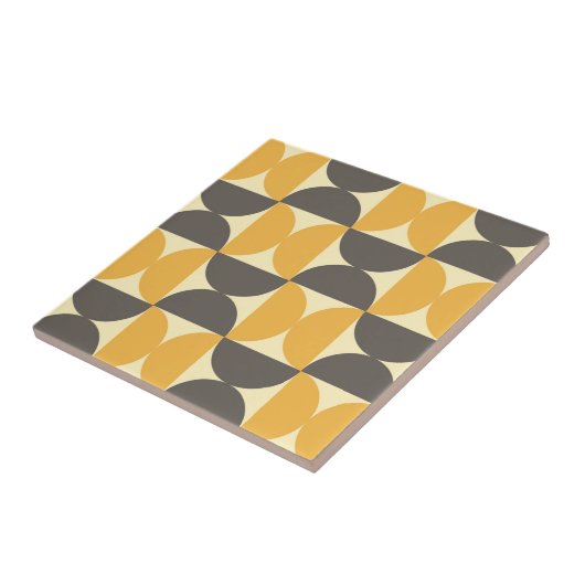 Mid-Century Modern Brown & Gold Pattern Tegeltje (Zijkant)