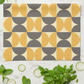 Mid-Century Modern Brown & Gold Pattern Theedoek (Gevouwen)