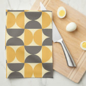 Mid-Century Modern Brown & Gold Pattern Theedoek (Quarter Fold)