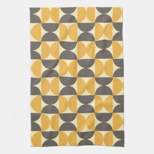 Mid-Century Modern Brown & Gold Pattern Theedoek