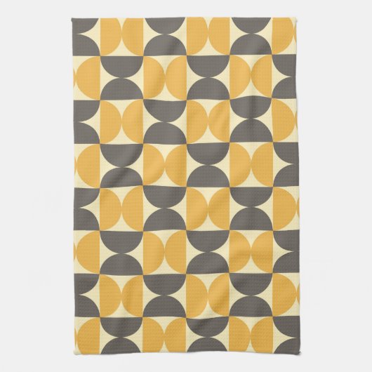 Mid-Century Modern Brown & Gold Pattern Theedoek (Verticaal)