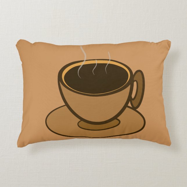 Mid Century Modern Bruin Gezellige Koffie Cup Accent Kussen (Voorkant)