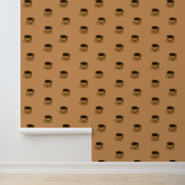 Mid Century Modern Bruin Gezellige Koffie Cup Behang