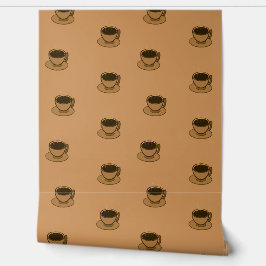 Mid Century Modern Bruin Gezellige Koffie Cup Behang