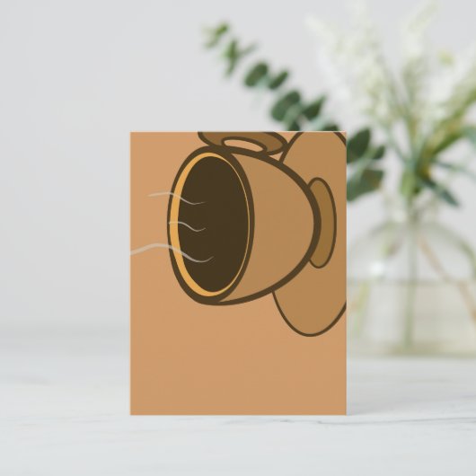 Mid Century Modern Bruin Gezellige Koffie Cup Briefkaart (Staand voorkant)