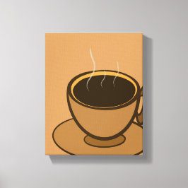 Mid Century Modern Bruin Gezellige Koffie Cup Canvas Afdruk