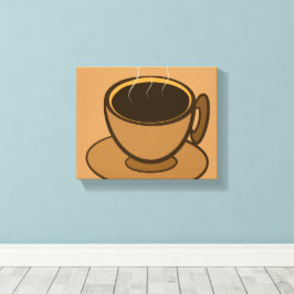 Mid Century Modern Bruin Gezellige Koffie Cup Canvas Afdruk