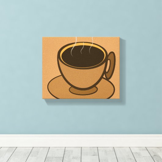 Mid Century Modern Bruin Gezellige Koffie Cup Canvas Afdruk (Insitu (Houten vloer))