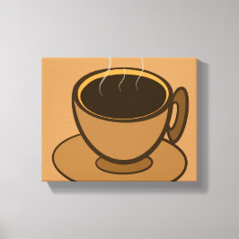 Mid Century Modern Bruin Gezellige Koffie Cup Canvas Afdruk
