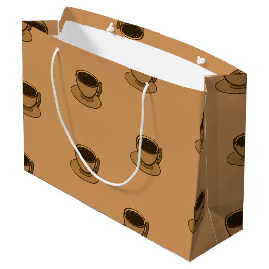 Mid Century Modern Bruin Gezellige Koffie Cup Groot Cadeauzakje (Achterkant Gekanteld)