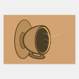 Mid Century Modern Bruin Gezellige Koffie Cup Inpakpapier Vel