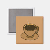Mid Century Modern Bruin Gezellige Koffie Cup Magneet (Voorkant / Achterkant)