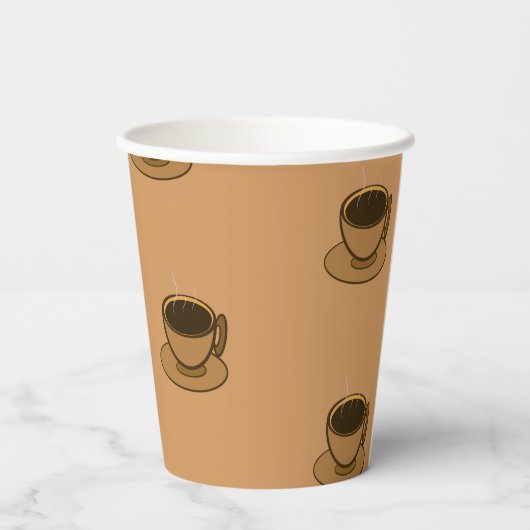 Mid Century Modern Bruin Gezellige Koffie Cup Papi Papieren Bekers (Achterkant)