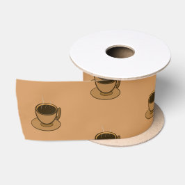 Mid Century Modern Bruin Gezellige Koffie Cup Satijnen Lint