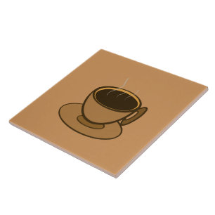 Mid Century Modern Bruin Gezellige Koffie Cup Tegeltje