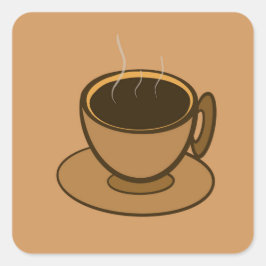 Mid Century Modern Bruin Gezellige Koffie Cup Vierkante Sticker