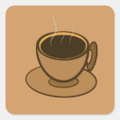 Mid Century Modern Bruin Gezellige Koffie Cup Vierkante Sticker (Voorkant)