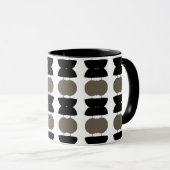 Mid Century Modern Bruin & Zwart Abstract Patroon Mok (Voorkant rechts)