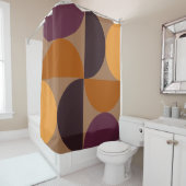 Mid-Century Modern Burnt Wine Eclipse Douchegordijn (In situ)