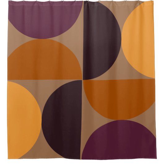 Mid-Century Modern Burnt Wine Eclipse Douchegordijn (Voorkant)