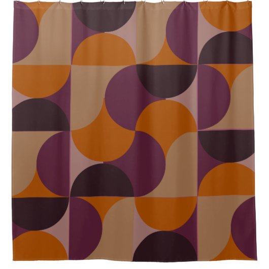 Mid-Century Modern Burnt Wine Eclipse Douchegordijn (Voorkant)