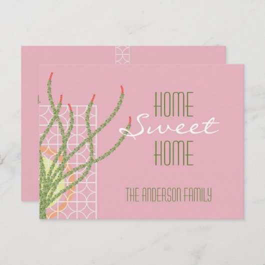 Mid Century Modern Cactus l Moving Announge Aankondigingskaart (Voorkant / Achterkant)