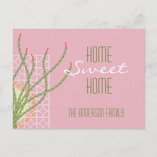 Mid Century Modern Cactus l Moving Announge Aankondigingskaart (Voorkant)