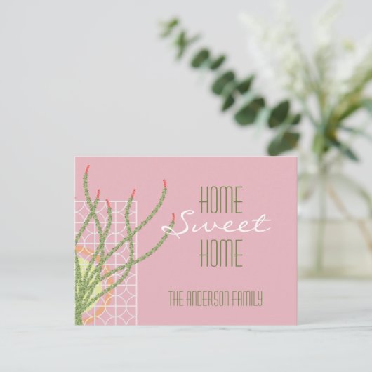 Mid Century Modern Cactus l Moving Announge Aankondigingskaart (Staand voorkant)