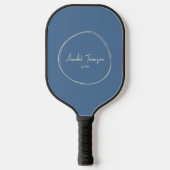 Mid-Century Modern Capri Blauw | Script Name Pickleball Paddle (Voorkant)