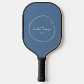 Mid-Century Modern Capri Blauw | Script Name Pickleball Paddle (Achterkant)