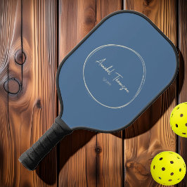 Mid-Century Modern Capri Blauw | Script Name Pickleball Paddle
