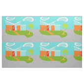 Mid Century Modern Cartoon House Fabric Stof (Fat Quarter)