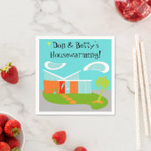 Mid Century Modern Cartoon House Papieren servette Servetten (Insitu)