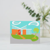 Mid Century Modern Cartoon House Postcard Briefkaart (Staand voorkant)