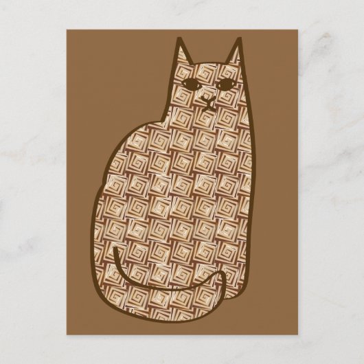 Mid-Century Modern Cat, Beige en Light Brown Briefkaart (Voorkant)