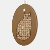 Mid-Century Modern Cat, Beige en Light Brown Keramisch Ornament (Links)
