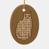 Mid-Century Modern Cat, Beige en Light Brown Keramisch Ornament (Voorkant)