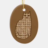 Mid-Century Modern Cat, Beige en Light Brown Keramisch Ornament (Achterkant)