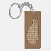 Mid-Century Modern Cat, Beige en Light Brown Sleutelhanger (Voorkant Links)