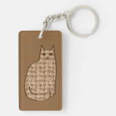 Mid-Century Modern Cat, Beige en Light Brown Sleutelhanger (achterkant)